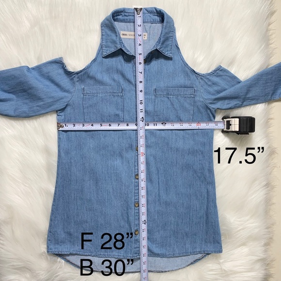 SOLD-ASOS Cold Shoulder Denim Buttondown - Picture 6 of 7